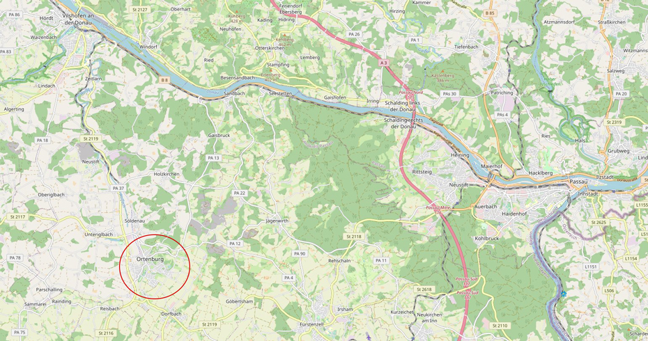 Karte von Ortenburg